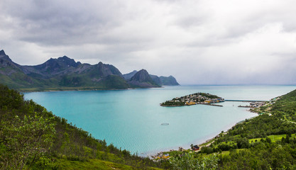 Husoy harbor near Senja island in Norway