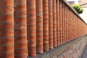 An old brick wall. Background of red bricks. Brick wall texture