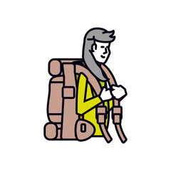 traveler woman with travel bag avatar character