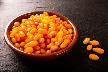 Pepper yellow lantern chili, Capsicum chinense, originating in the Americas and matrix for hybrid peppers burned most of the world.