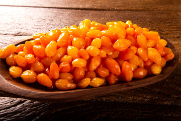 Pepper yellow lantern chili, Capsicum chinense, originating in the Americas and matrix for hybrid peppers burned most of the world.