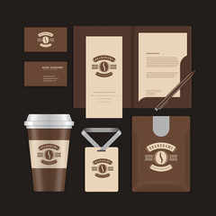 Coffee shop logo desig template and corporate branding identity mock ups.