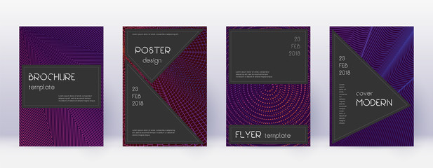 Fototapeta na wymiar Black brochure design template set. Violet abstrac
