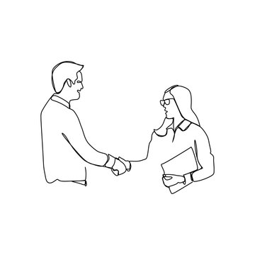 recommend clip art: continuous line drawing of business meetings with handshakes.