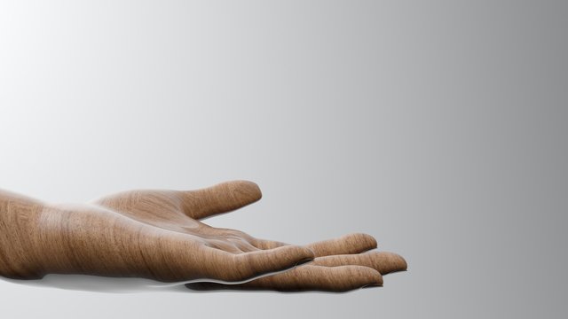 Wood hand with clean background abstract 3D illustration