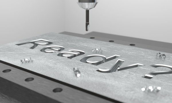 CNC metal milling, engraving, Ready?  3D illustration