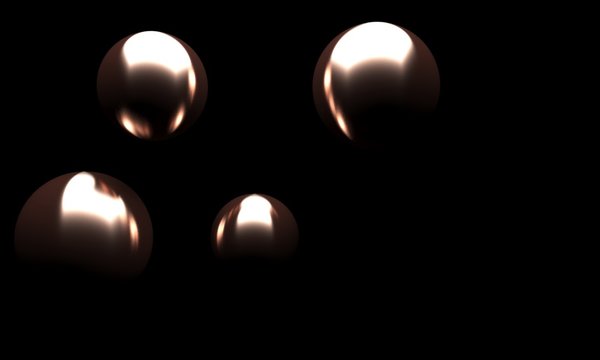 Gold spheres with black background 3D illustration