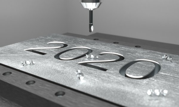 CNC metal milling, engraving, 2020 3D illustration
