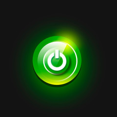 Green glossy power button