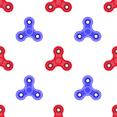 Fidget Finger Spinner Seamless Pattern Isolated on White Background. Modern Stress Relieving Toy