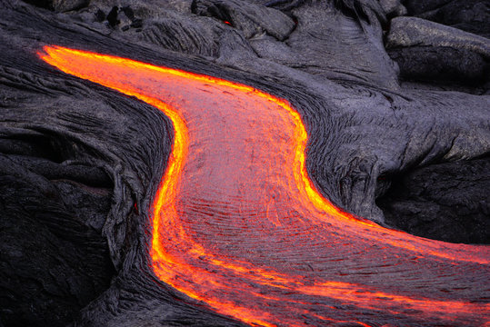 Flowing lava in Hawaii
