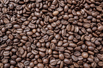 Roasted coffee beans background tinted