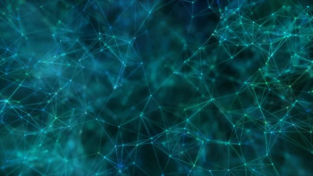 The concept of a universal relationship. Communication of each with each through several handshakes. A seamless loop.Neuron network. 3D animation.
