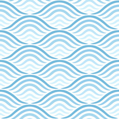 Abstract wave pattern. Blue and white texture. Seamless background. Vector illustration.