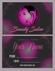 Business card for beauty salon. Vector template. 