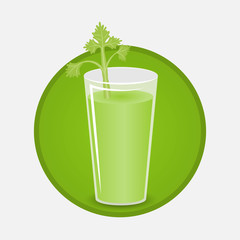 Glass of celery juice fresh and healthy vegetarian
