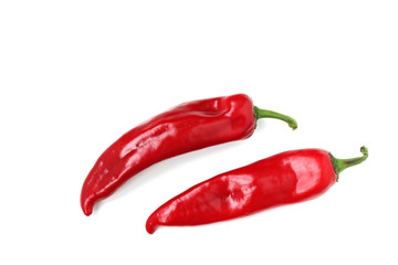 Red sweet pepper is located on a white background, copy space