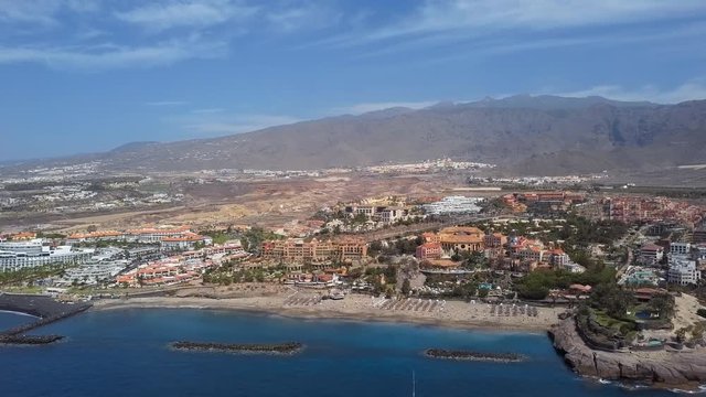 Aerial panorama of Costa Adeje resort and Playa del Duque beach, Tenerife, Canary islands, Spain.