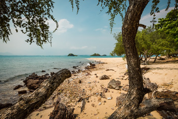 Fototapeta na wymiar Tropical beach at an island in Thailand
