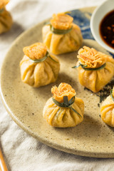 Homemade Deep Fried Shrimp Purse Dumplings