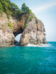 Hole on a crag of an island