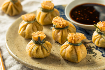 Homemade Deep Fried Shrimp Purse Dumplings