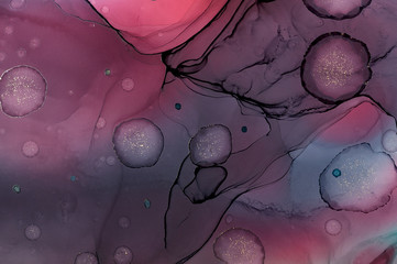  Abstract colorful background, wallpaper. Mixing acrylic paints. Modern art. Marble texture. Alcohol ink colors  translucent