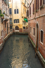 Italy, Venice, view of canals among the typical Venetian houses.