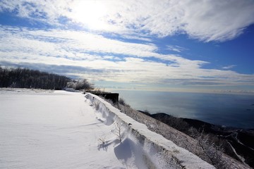 winter landscape with  blue sky