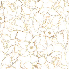 narcissus contour seamless pattern
