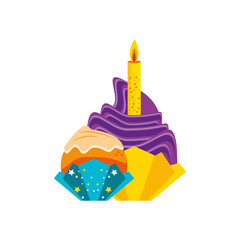 sweet cupcakes pastry with candles of birthday