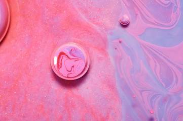 Colourful acrylic bubbles.Abstract ink design template mixed texture background. Liquid color...