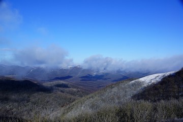 mountains and clouds