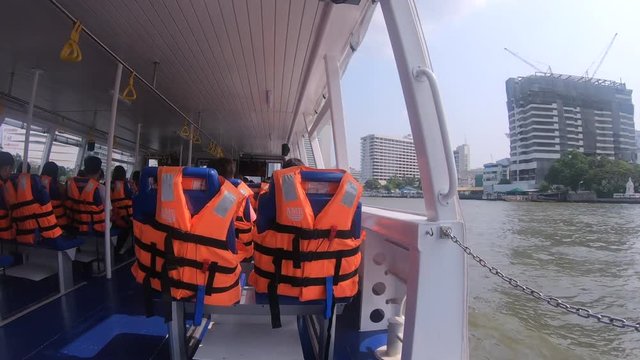 Passenger shipon Chao Phraya river in bangkok