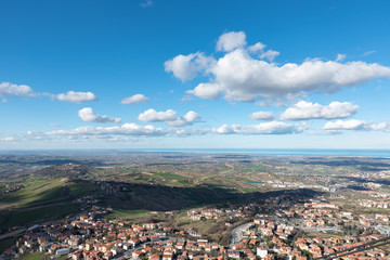 Panorama of the hills of San Marino Rimini