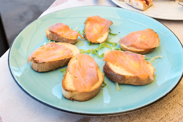 The salmon canapes appetizers