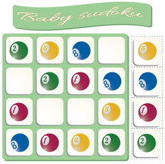 Baby Sudoku with colorful billiard balls