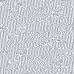 Abstract Illustration of Wave Stripes on Gray and White Background with Geometric Pattern and Visual Distortion Effect. Optical illusion and Curved lines.