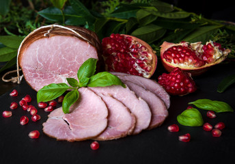 Smoked ham with pomegranate