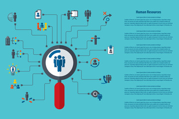 Human resources - conceptual background with human resources icon set. Vector