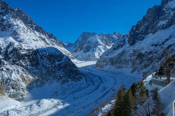 The  'Mer de Glace' Glacier, Montenvers, Mont Blanc Massif, Chamonix, France