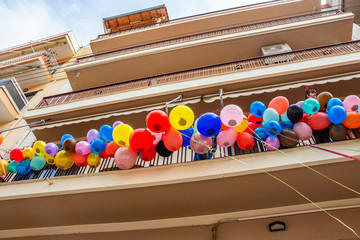 Confetti balloons at Xanthi Carnival, Northeastern Greece