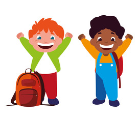 happy little interracial boys characters