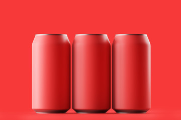 Blank beer, cola, soda aluminium red can