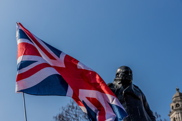 Naklejka premium A view of the winston churchill statue in london