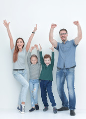Fototapeta premium in full growth.very happy family with two children