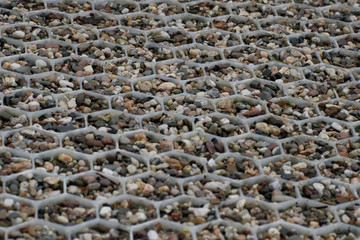 Pebbles in hexagonal pattern