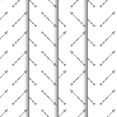 Set of arrows seamless pattern on white background