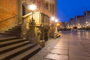 Architecture of the old town in Gdansk at dawn, Poland