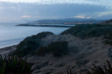 Surfers Knoll beach in Ventura at Sunset